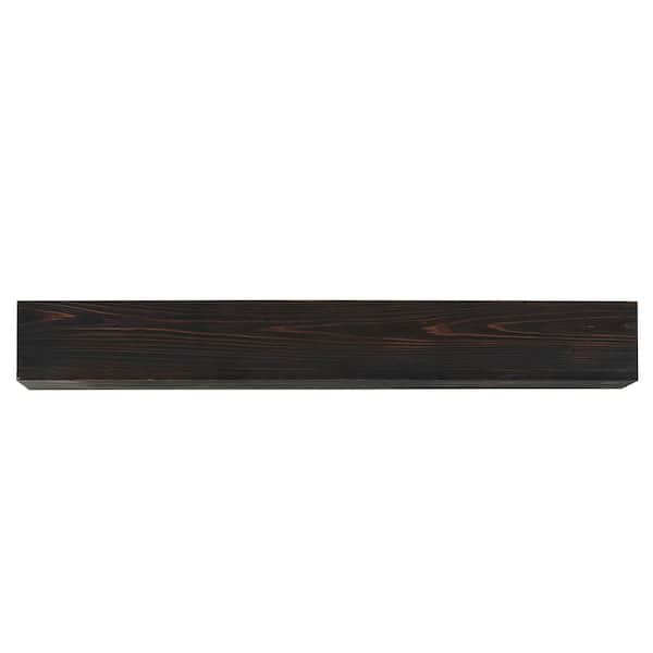 Angel Sar 72 in. W x 9 in. D Espresso Rustic Wood Fireplace Mantel Wall