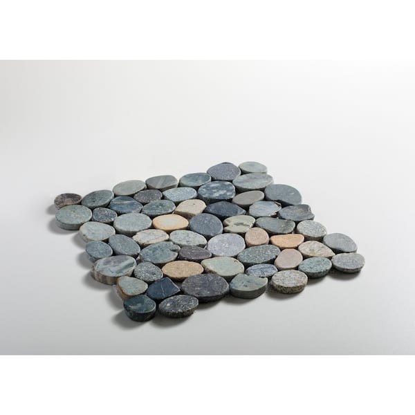 Sliced Pebble Mosaic Tile Sample Color River Grey 4 in. x 6 in.