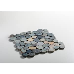 Sliced Pebble Tile River Grey 11-1/4 in. x 11-1/4 in. x 9.5 mm Mesh-Mounted Mosaic Tile (9.61 sq. ft. / case)