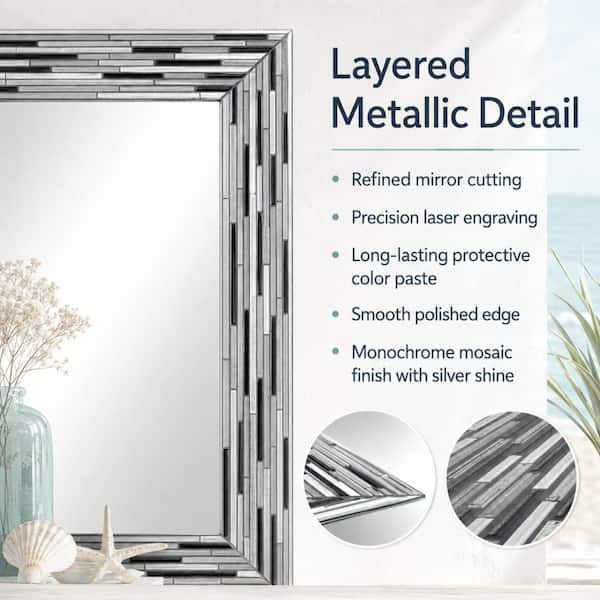 Deco Mirror 24 in. W x 30 in. H Rectangular Frameless Mosaic Tile