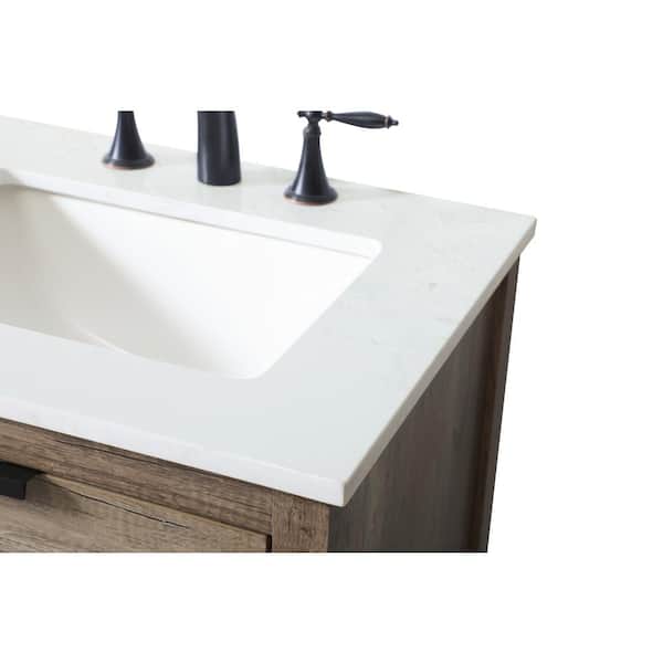 24 in. W x 19 in. D x 34 in. H Bath Vanity in Natural Oak with White Engineered Marble Top