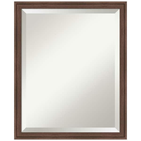 Amanti Art Florence Medium Brown 17.75 in. x 21.75 in. Beveled Casual Rectangle Framed Bathroom Wall Mirror in Brown