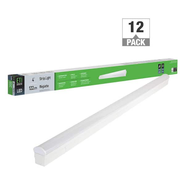 12-Pack 4 ft. 34-Watt Integrated LED White Strip Light Fixture Bright White 4000K 3600 Lumens 120V-277V Direct Wire