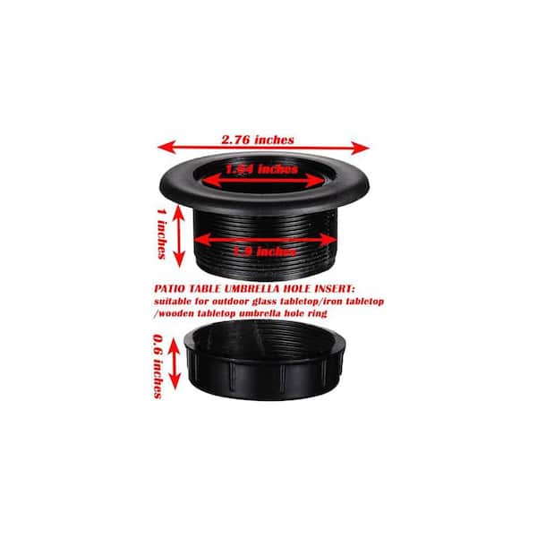SenQWFa 2 Inch Patio Table Umbrella Hole Ring Plug Cap Set Outdoor Parasol Table Hole Cover Insert Pole Stabilizer Black