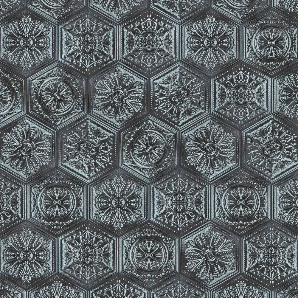 Transitional Glossy Silver Hex Porcelain Tile, 10" x 12"