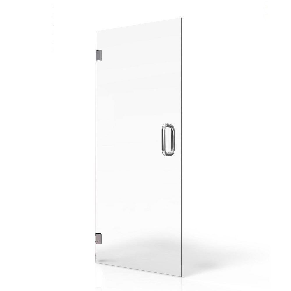 28" x 80" Frameless Clear Glass Pivot Shower Door with Chrome Finish