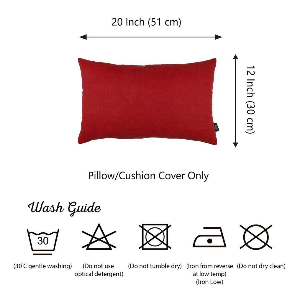 Red Polyester Lumbar Throw Pillow Covers Set of 4