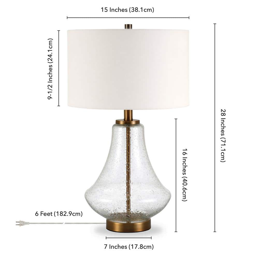 Lagos 23" Kids Brushed Brass Table Lamp with Linen Shade