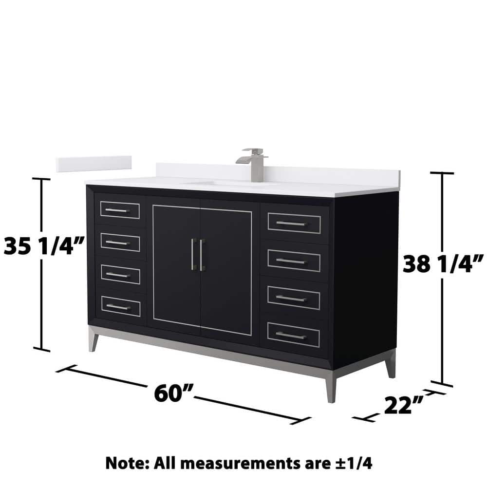60'' Black Single Bathroom Vanity with White Cultured Marble Top