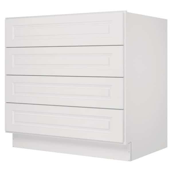 HOMEIBRO 36 in. Wx24 in. Dx34.5 in. H in Raised Panel Dove Plywood Ready to Assemble Drawer Base Kitchen Cabinet with 4 Drawers