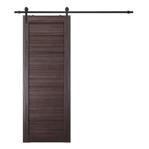 Alda 32 in. x 80 in. Gray Oak Finished Composite Core Wood Sliding Barn Door with Hardware Kit