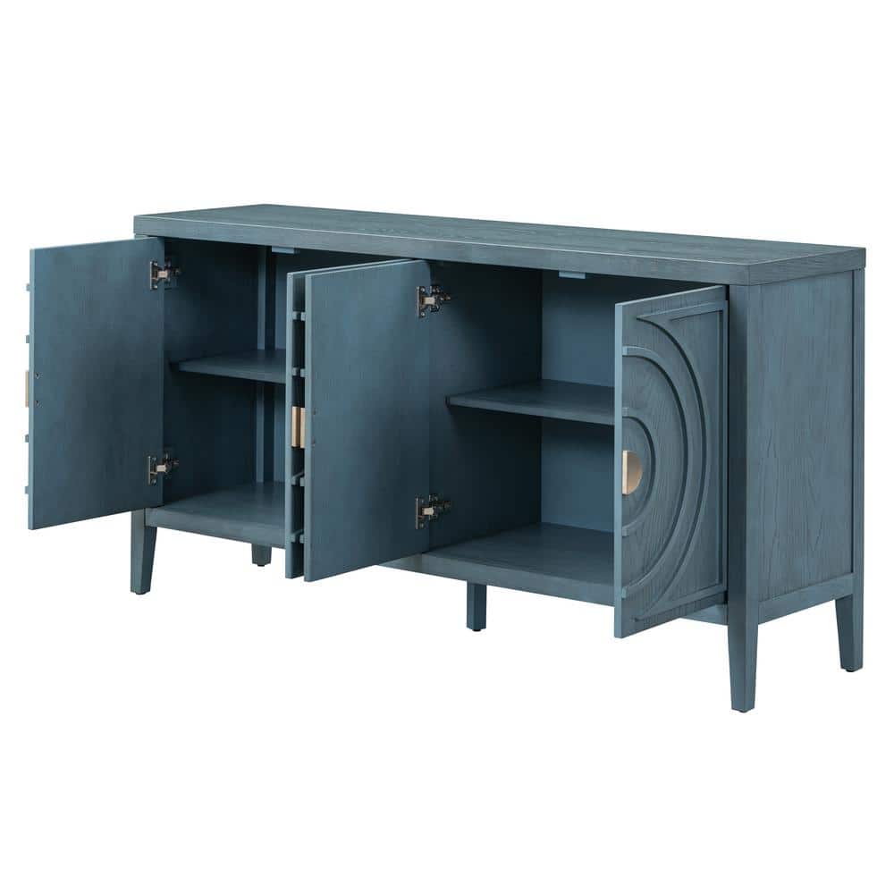 60 in. W x 16 in. D x 32 in. H Bathroom Blue Linen Cabinet