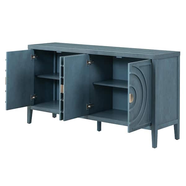 60 in. W x 16 in. D x 32 in. H Bathroom Blue Linen Cabinet