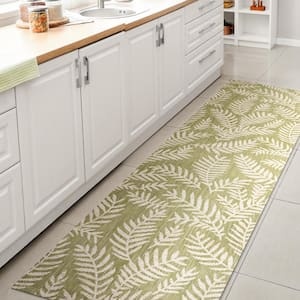 Nevis Palm Frond Green/Cream 2 ft. x 10 ft. Indoor/Outdoor Area Rug