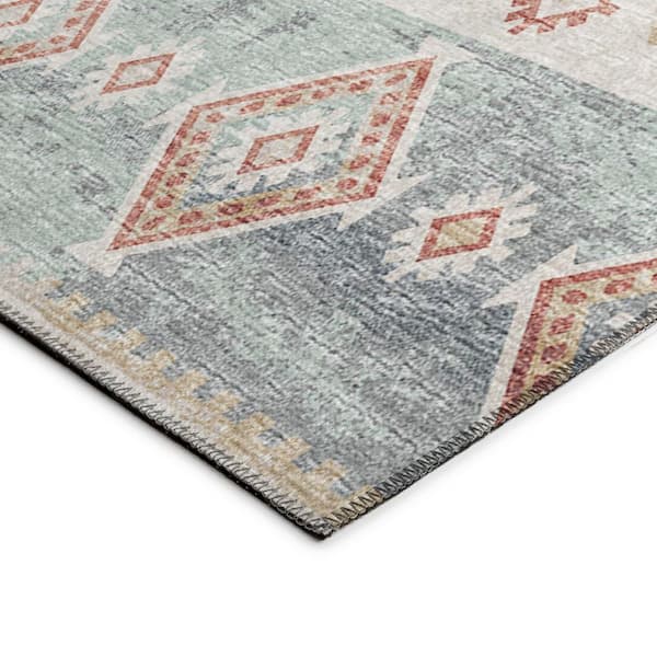 Yuma Orange 3 ft. x 5 ft. Geometric Indoor/Outdoor Washable Area Rug