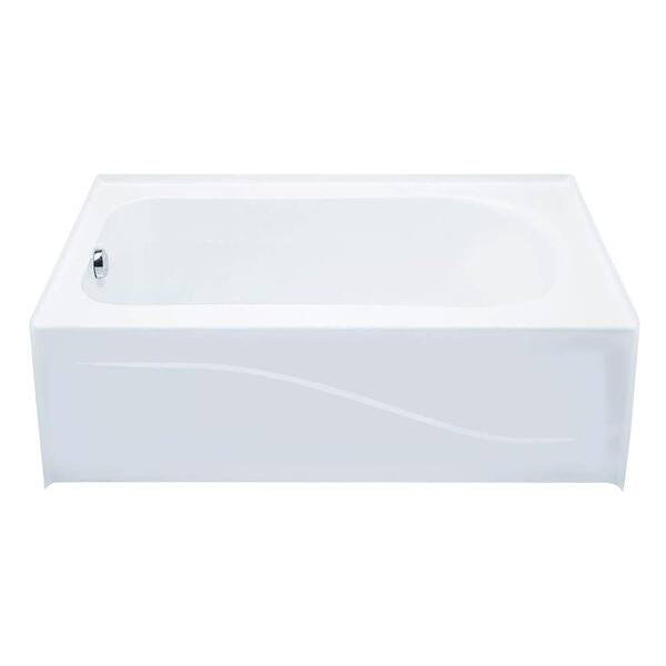 Aquatic 6030AIS 60 in. Soaking Bathtub Acrylic Left Drain in White Rectangular Alcove