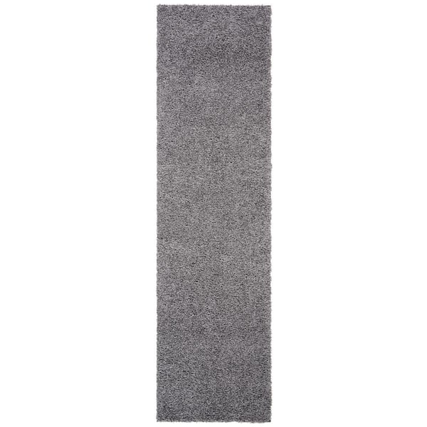 SAFAVIEH Primo Shag Dark Gray 2 ft. x 8 ft. Solid Runner Rug