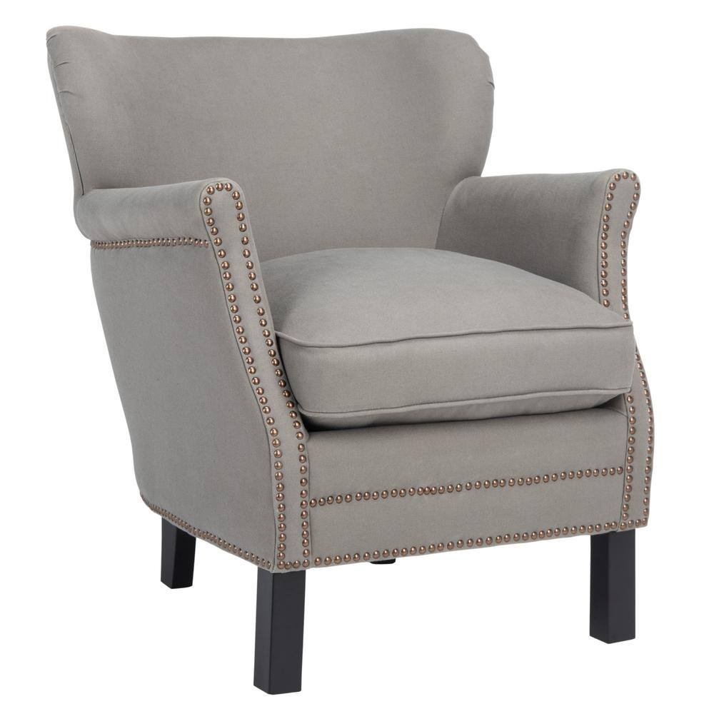 Seamist Gray Linen Upholstered Accent Chair with Birch Legs