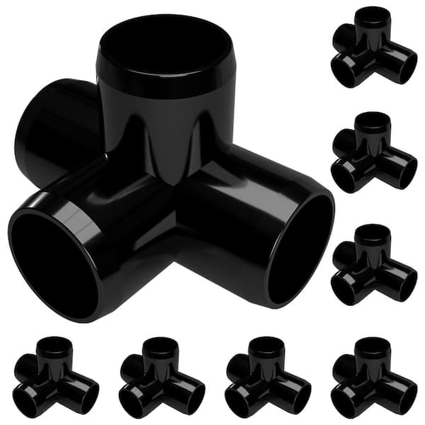 Formufit 3/4 in. Furniture Grade PVC 4-Way Tee in Black (8-Pack)