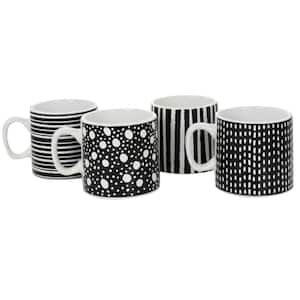 Napoli Caffe 4-Piece 17 oz. Black Stoneware Assorted Mug Set