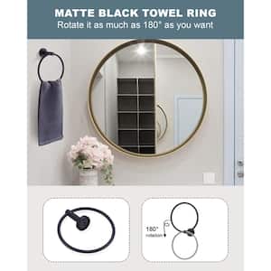 Matte Black Wall Mounted Double Towel Ring in Stainless Steel