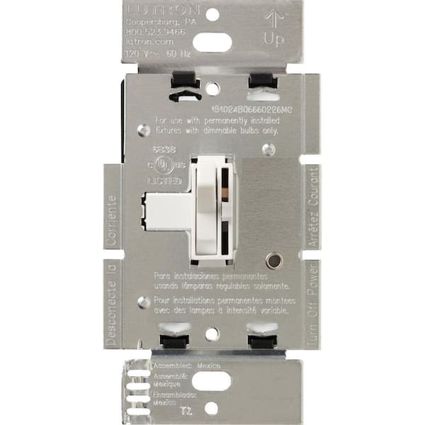 Lutron Toggler Dimmer Switch with Night Light for Incandescent Bulbs, 600-Watt/3-Way, White (AY-603PNL-WH)