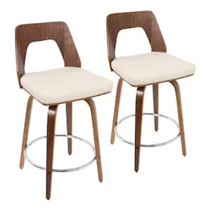 Trilogy 24 in. Walnut and Cream Faux Leather Counter Stool (Set of 2)