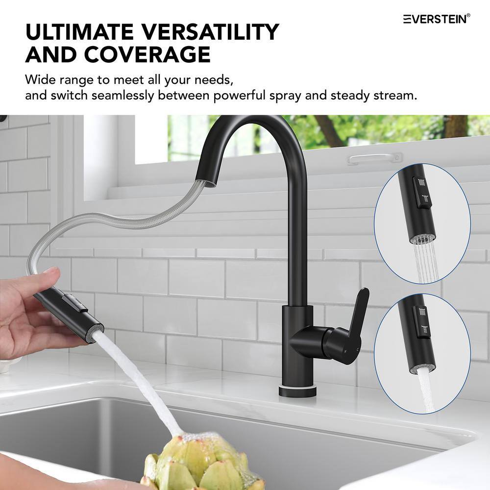 Matte Black Single Handle Pull Down Kitchen Faucet with LED Base