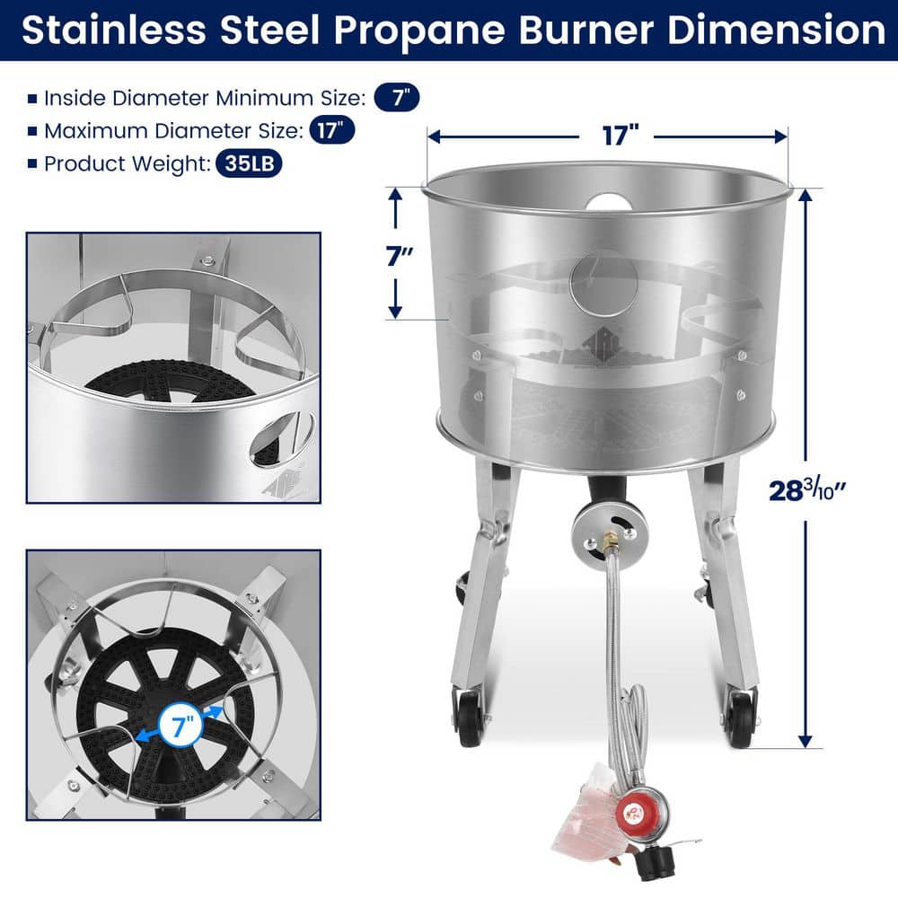 Stainless Steel Outdoor Single Burner Propane Cooker with Wheels