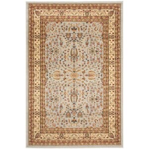 Lyndhurst Gray/Beige 4 ft. x 6 ft. Border Antique Floral Area Rug