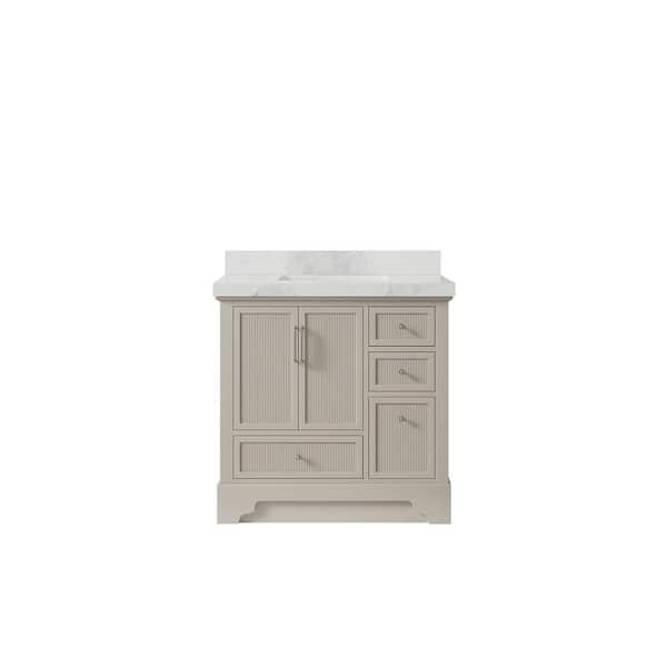 Willow Collections Alys 36 in. W x 22 in. D x 36 in. H Single Sink Bath Vanity Center in Fine Grain with 2 in. Calacatta Nuvo Qt. Top