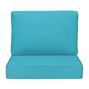 Outdoor Chair Cushions 2-Piece 22x24+18x23In.Deep Seat and Backrest Cushion Set for Patio Furniture in Light Blue
