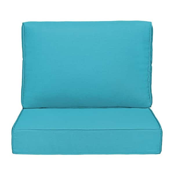 Uixe Outdoor Chair Cushions 2-Piece 22x24+18x23In.Deep Seat and Backrest Cushion Set for Patio Furniture in Light Blue