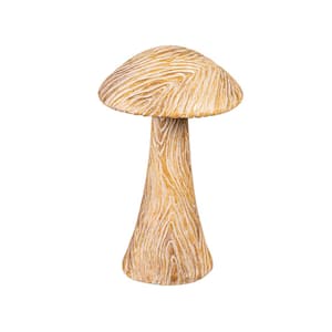 15 in. Wood Look Resin Mushroom Statuary