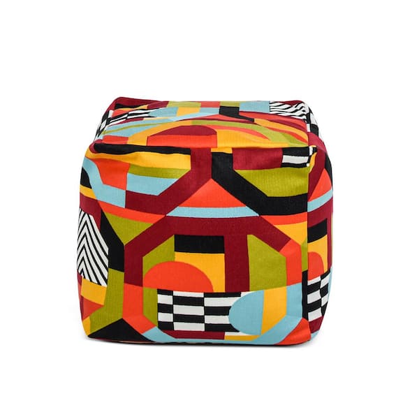 Jennifer Taylor Pouf 20 in. Luxury Polyester Oversized Bean Bag Cube Ottoman in Color pop Multicolored