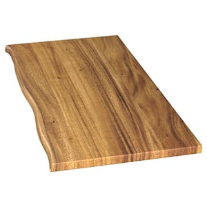 4 ft. L x 25 in. D Finished Saman Solid Wood Butcher Block Standard Countertop in with Live Edge