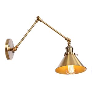 1-Light Brass Sconce Vintage Industrial Wall Lamp with Swing Arm