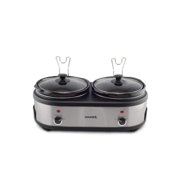 2.5 QT Silver Small Portable Twin Double Crockpot Slow Cooker - Bed Bath &  Beyond - 39595153