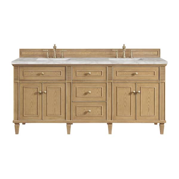 Lorelai 72.0 in. W x 23.5 in. D x 34.06 in. H Double Bathroom Vanity in Light Natural Oak & Victorian Silver Quartz Top