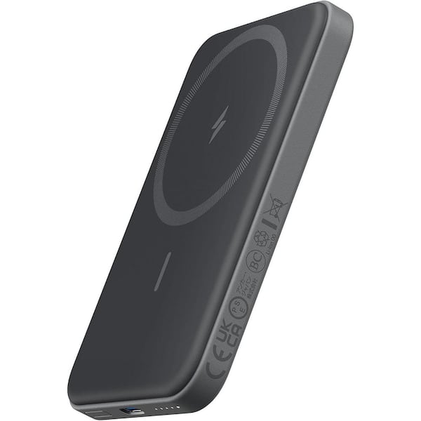 Lukyamzn Portable Magnetic Powerbank Wireless with USB-C Cable and Magsafe-Compatible in Black