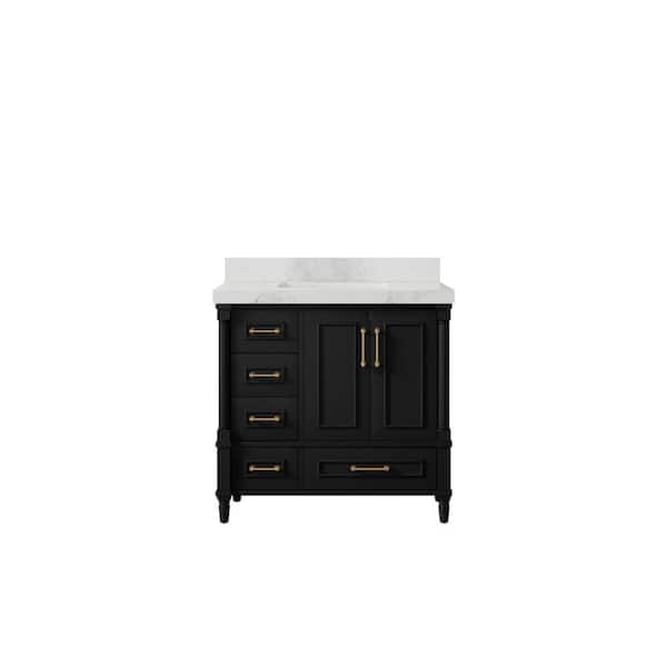 Willow Collections Hudson 36 in. W x 22 in. D x 36 in. H Single Sink Bath Vanity Center in Black with 2 in. Calacatta Nuvo Top