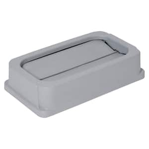 Rubbermaid 6903569GYKIT Untouchable 92 Qt. / 23 Gallon Gray Square Trash  Can with Drop Shot Lid