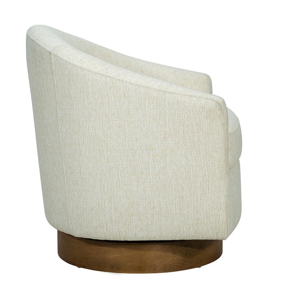 Cream Barrel Swivel Chair with Manufactured Wood Base