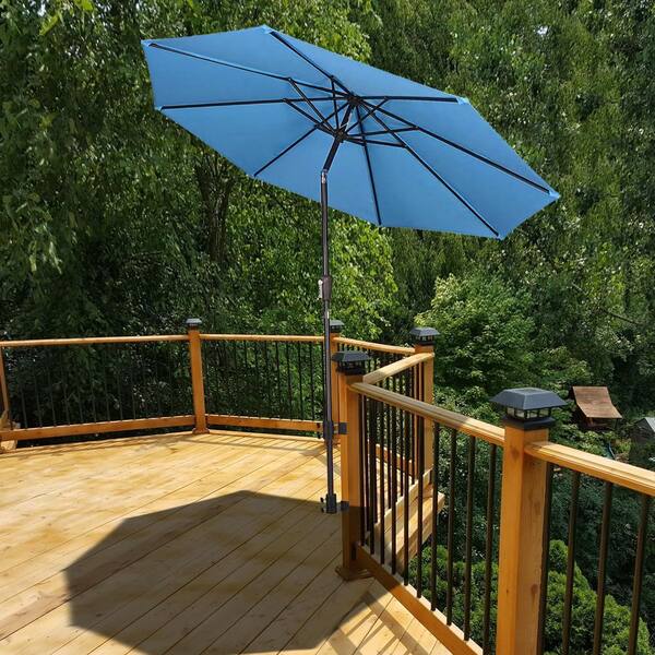 corner patio umbrella stand SenQWFa 2.66 lb. Stainless Steel Patio Umbrella Base in Black  High-Temperature Powder Coated Waterproof Rustproof Corner Mount 396OFPH012