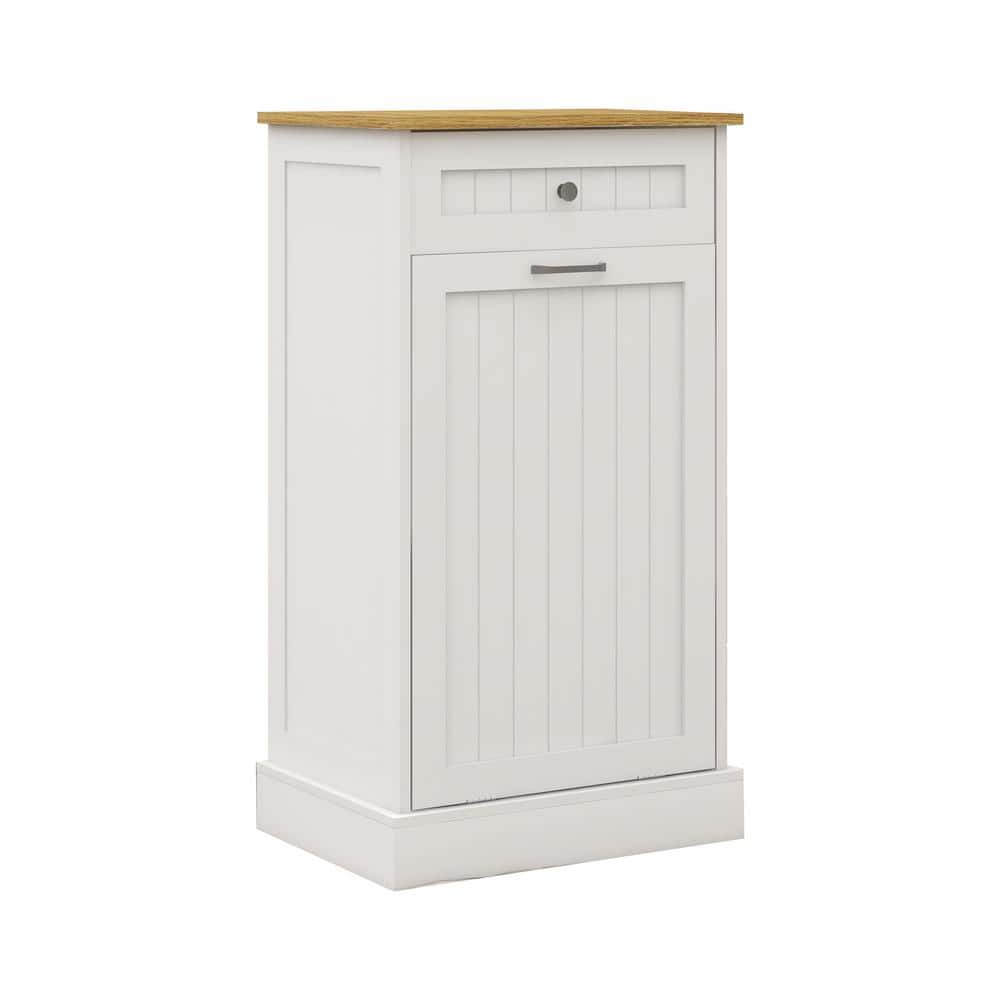 19.69 in. W x 13.78 in. D x 35.43 in. H in White MDF Assemble Trash Cabinet
