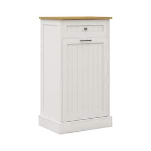 19.69 in. W x 13.78 in. D x 35.43 in. H in White MDF Assemble Trash Cabinet Kitchen Cabinet 1-Drawers Tilt-Out Trash