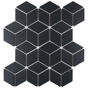 Hudson Rhombus Matte Black 10-1/4 in. x 11-3/4 in. Porcelain Mosaic Tile (8.6 sq. ft./Case)