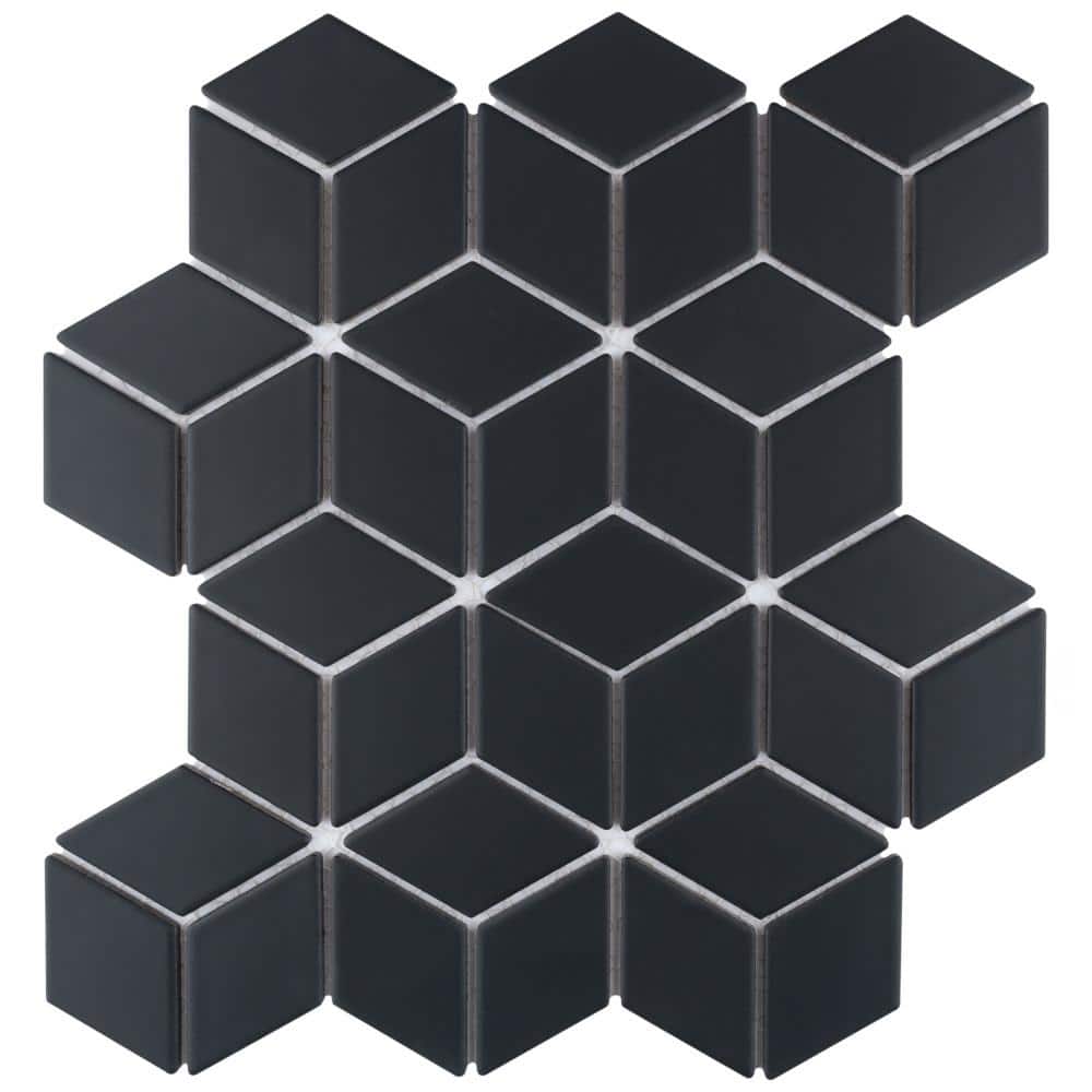 Hudson Rhombus Matte Black 6 in. x 6 in. Porcelain Mosaic Take Home Tile Sample price history on PriceWatchPro