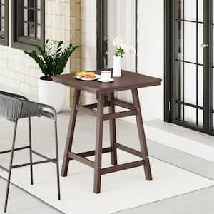 Laguna 30 in. Square HDPE Plastic Counter Height Outdoor Dining High Top Bar Table in Dark Brown
