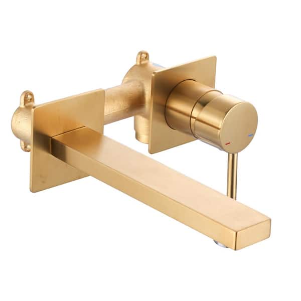 Single Handle Wall Mounted Bathroom Faucet in Gold